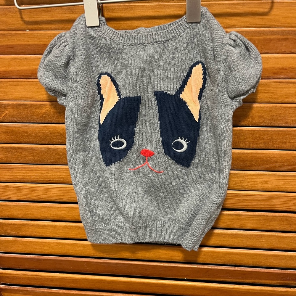 Crazy 8 Gray Cat Face Sweater